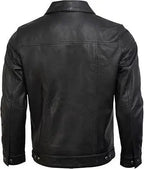 Lambskin Leather Trucker Jacket: Vintage Black Sheepskin