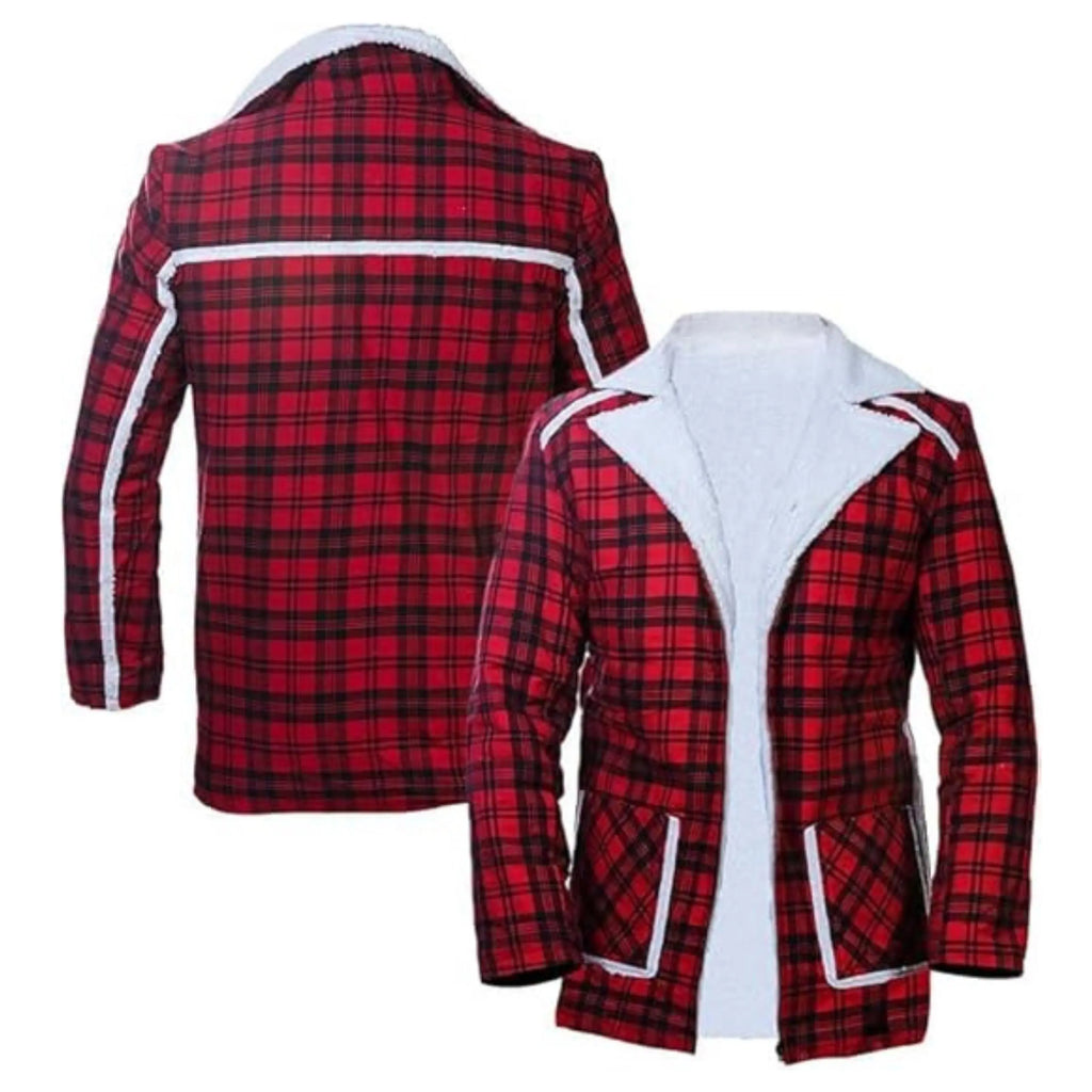 Men's Handmade Red Flannel Coat – Wade Wilson Cosplay & Faux Fur Outerwear