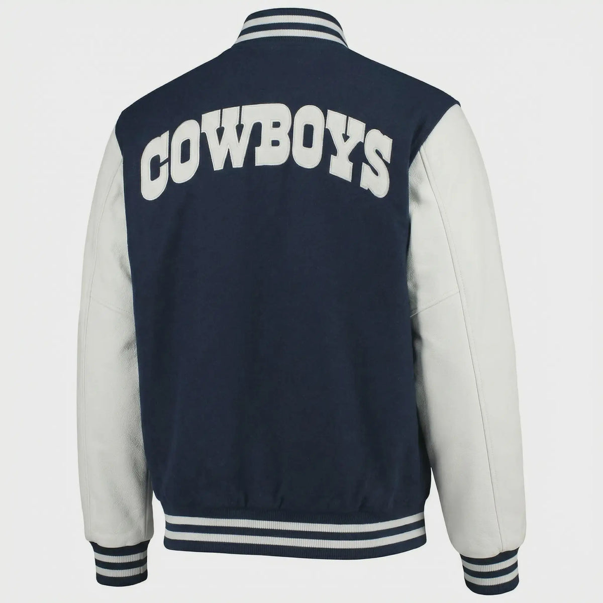 Blue Wool Classic Varsity Jacket with Faux/Real Leather Sleeves, College Style jacket
