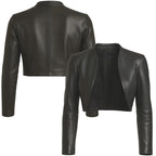 Handmade Women's Cropped Open-Front Bolero leather jacket women