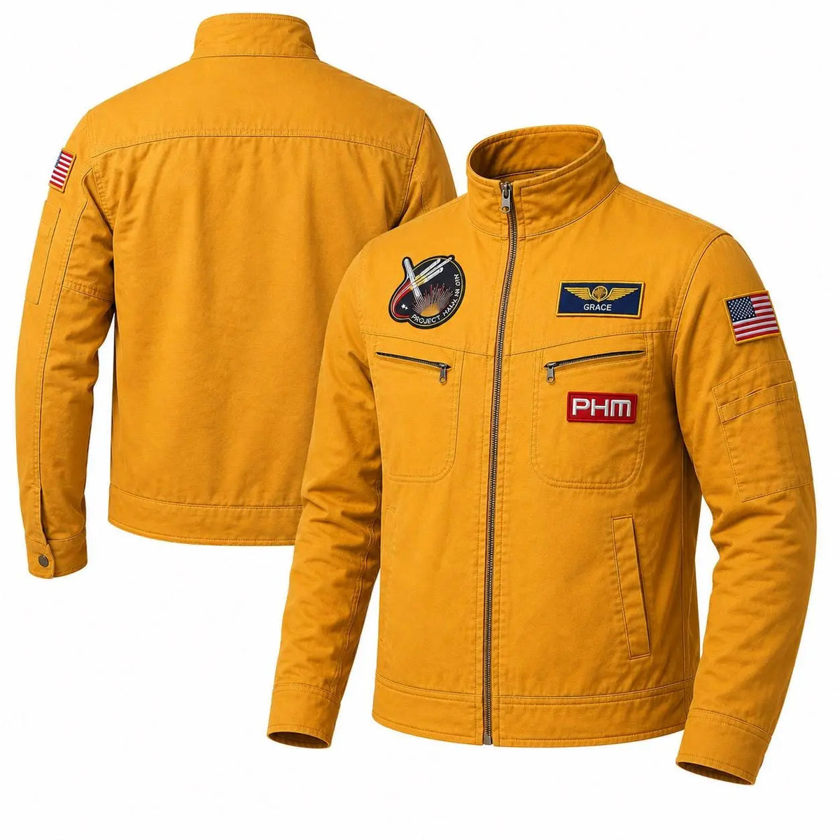 Handemade Ryland Grace Cotton Jacket | Sci-Fi Cosplay Coat, Embroidered Patches