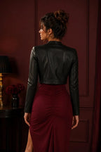 Handmade Women's Cropped Open-Front Bolero leather jacket women