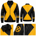 Handmade Mutant Hero Cosplay Bomber Jacket | Yellow Black Vegan Leather Comic Con Coat