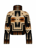 Kelly Reilly Aztec Moto Jacket | Handmade Wool Southwestern Biker Coat with Faux Shearling Collar | Beth Dutton Style