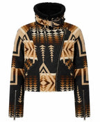 Kelly Reilly Aztec Moto Jacket | Handmade Wool Southwestern Biker Coat with Faux Shearling Collar | Beth Dutton Style