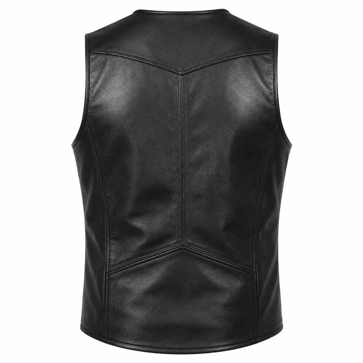 Handmade Men's Sheep Leather Gothic Vest | Sleeveless Punk Biker Zip-Up Waistcoat