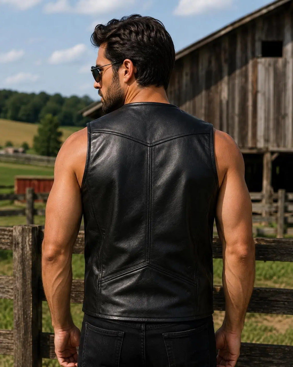 Handmade Men's Sheep Leather Gothic Vest | Sleeveless Punk Biker Zip-Up Waistcoat
