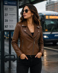 Handmade Women's Genuine Lambskin Leather Jacket – Soft Biker Moto Style