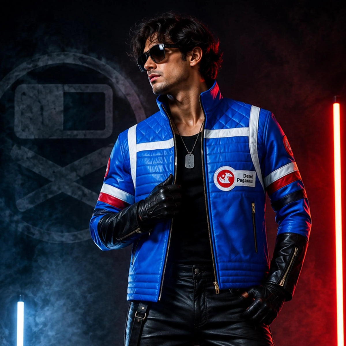 Handmade Concept Album Killjoy Inspired Blue and Black Jacket - Dystopian Desert Punk Cosplay Wear