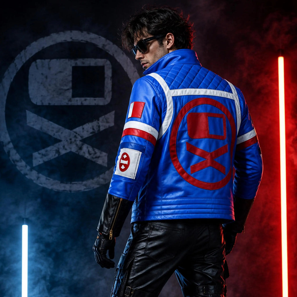 Handmade Concept Album Killjoy Inspired Blue and Black Jacket - Dystopian Desert Punk Cosplay Wear
