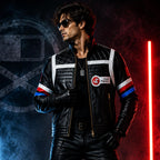 Handmade Concept Album Killjoy Inspired Blue and Black Jacket - Dystopian Desert Punk Cosplay Wear