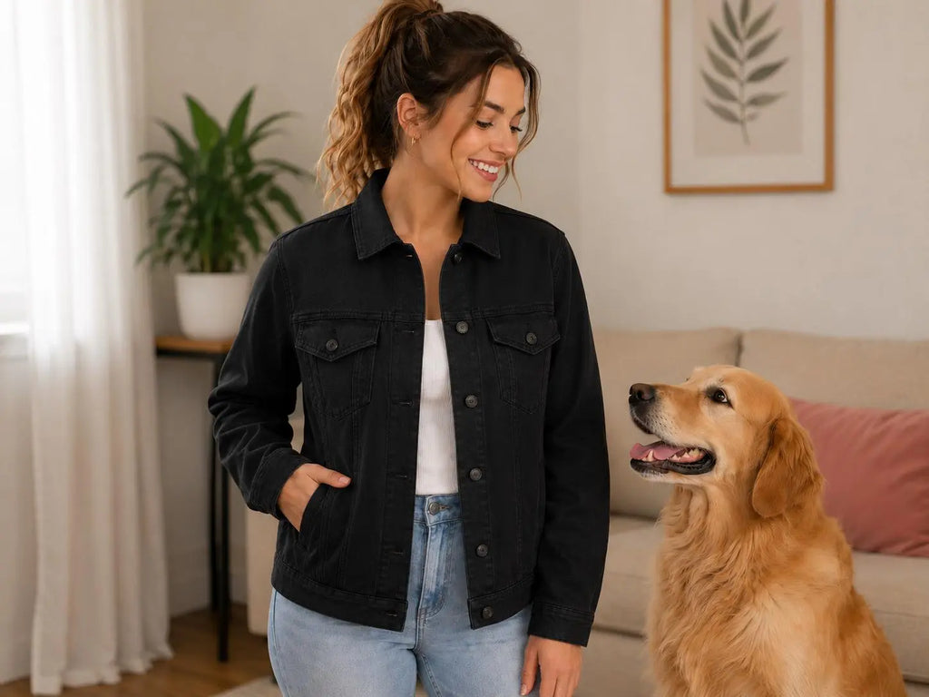 Handmade Personalized Trucker Cotton Jacket Women | Cotton Coat, Gift for Dog Mom