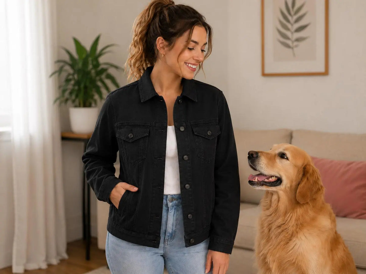 Handmade Personalized Trucker Cotton Jacket Women | Cotton Coat, Gift for Dog Mom