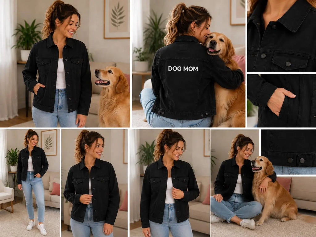 Handmade Personalized Trucker Cotton Jacket Women | Cotton Coat, Gift for Dog Mom