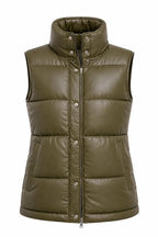 Handmade Genuine Lambskin Leather Puffer Vest | Olive Green Gilet
