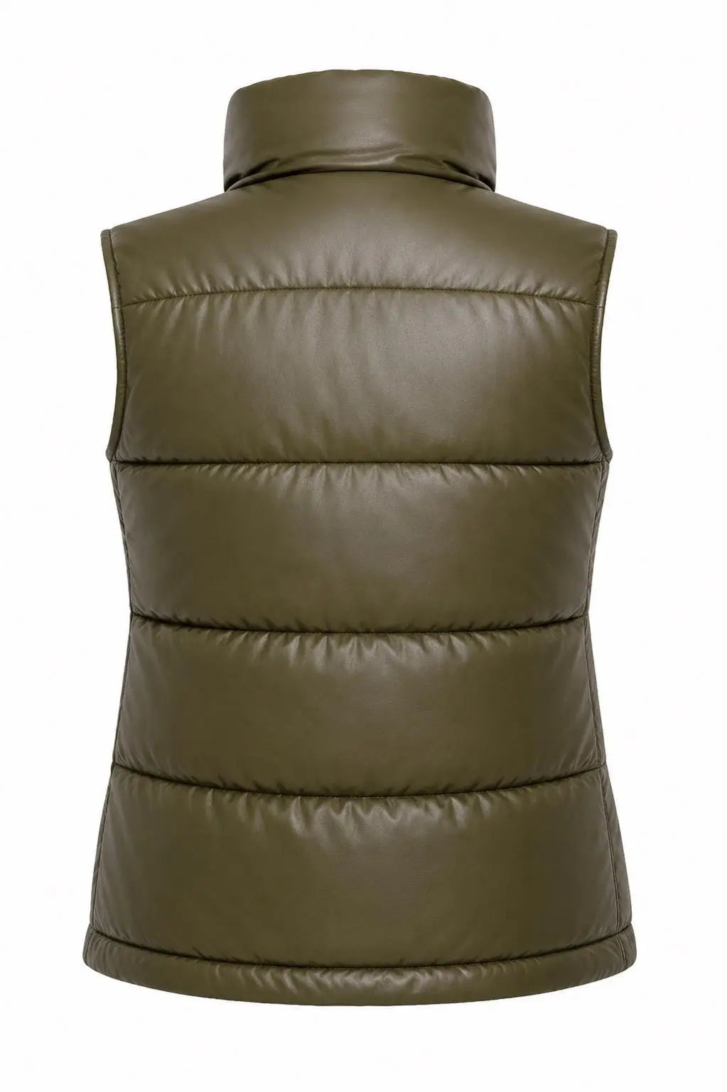 Handmade Genuine Lambskin Leather Puffer Vest | Olive Green Gilet
