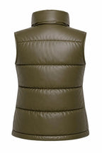 Handmade Genuine Lambskin Leather Puffer Vest | Olive Green Gilet