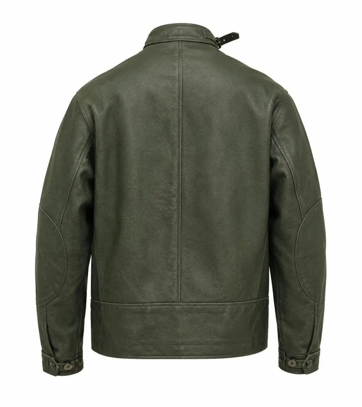 Handemade Men's Military Green Lambskin Leather Field Jacket