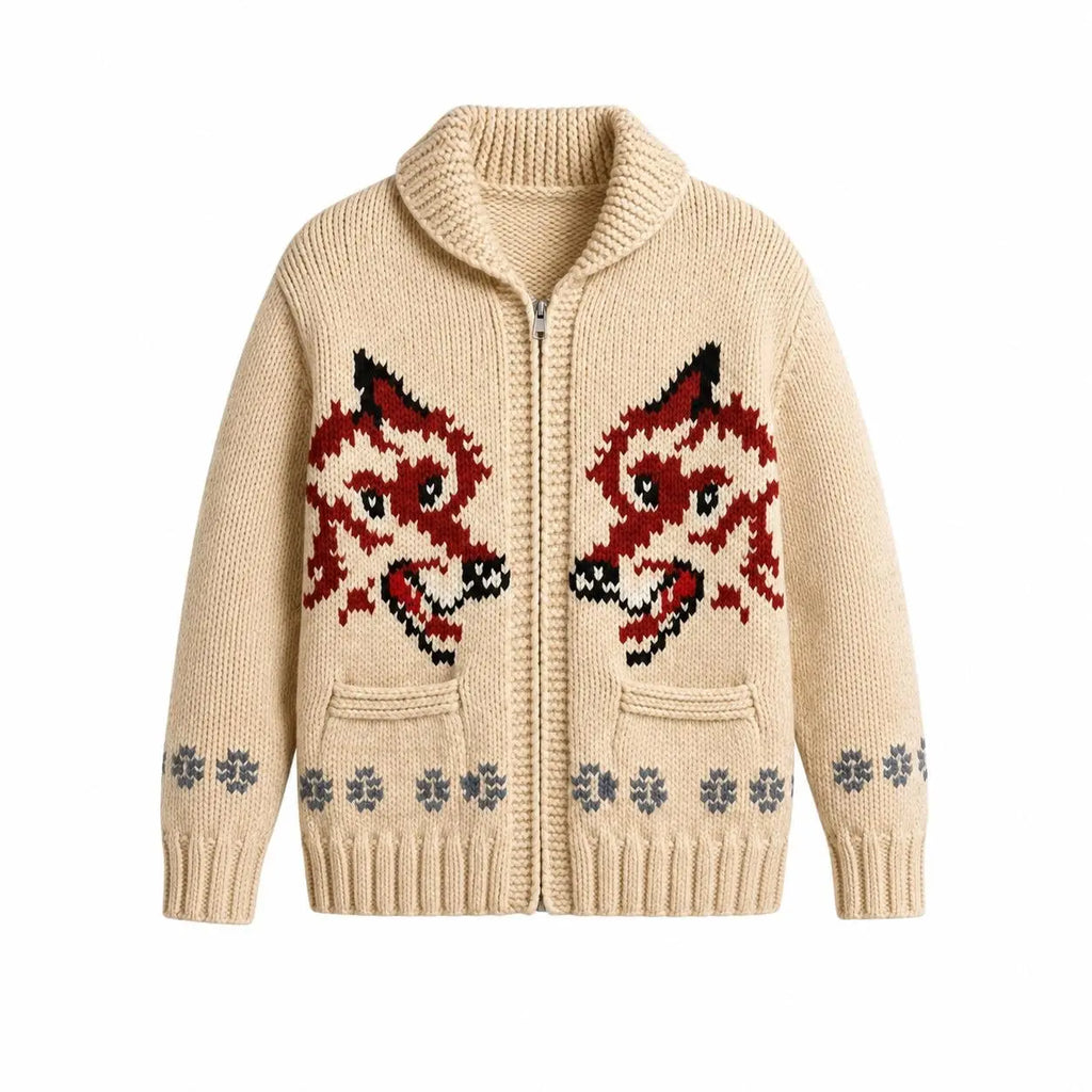 Project Hail Mary Cardigan | Ryland Grace Wool Zip-Up Sweater | Handknit Cowichan Fox Jacket