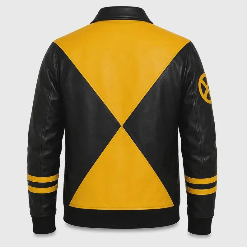Handmade Mutant Hero Cosplay Bomber Jacket | Yellow Black Vegan Leather Comic Con Coat
