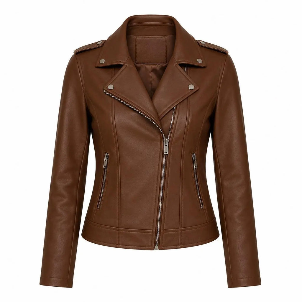 Handmade Women's Genuine Lambskin Leather Jacket – Soft Biker Moto Style