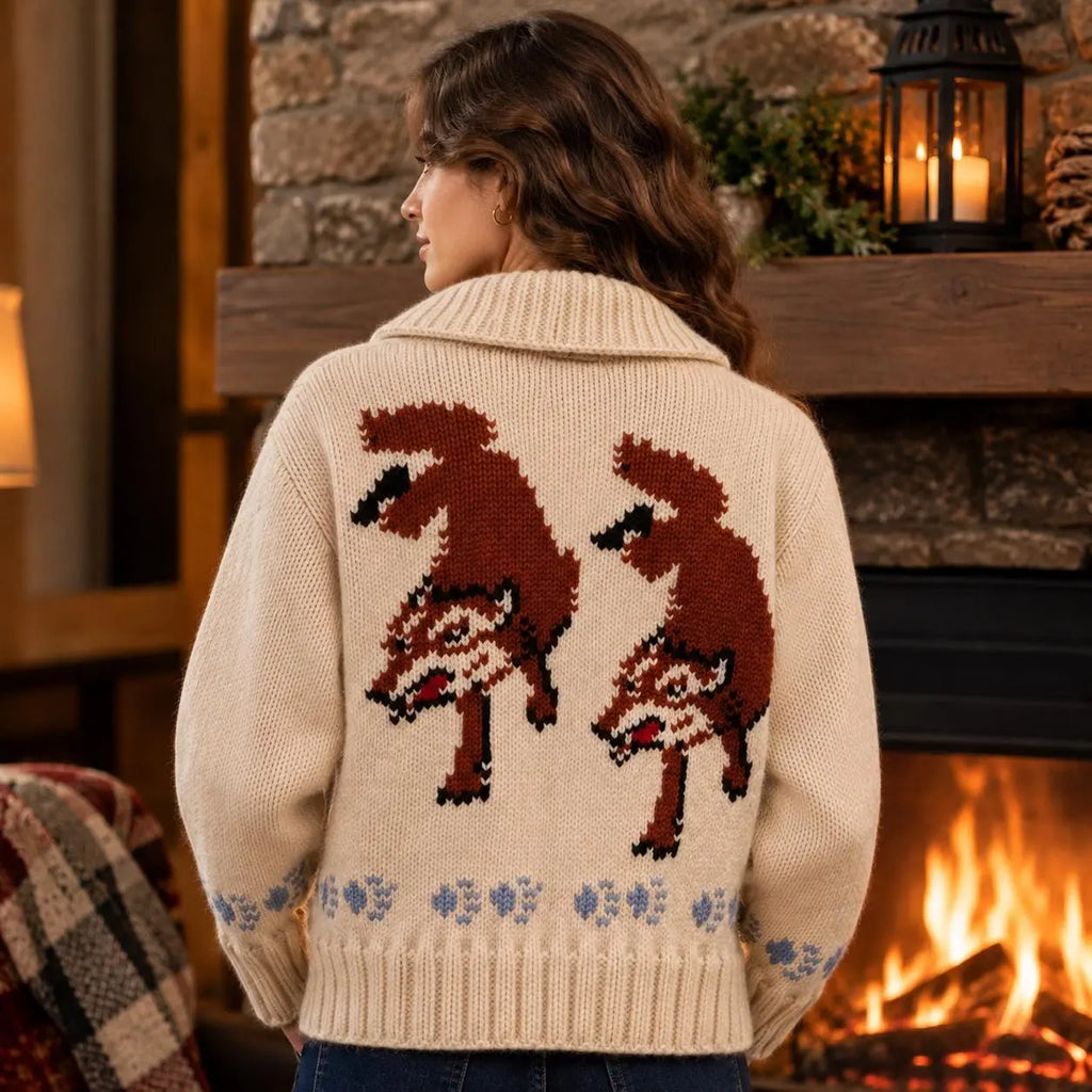Project Hail Mary Cardigan | Ryland Grace Wool Zip-Up Sweater | Handknit Cowichan Fox Jacket