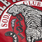Red Soda Club Leather Bomber Jacket for Men 