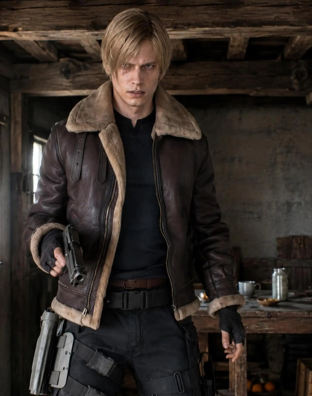 leon s kennedy wearing jacket front view