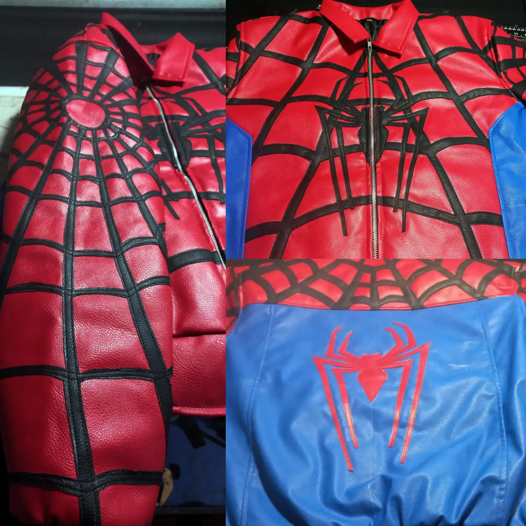 Hand-Stitched Spider Brand New Day Leather Bomber Jacket – LevelJacket Streetwear