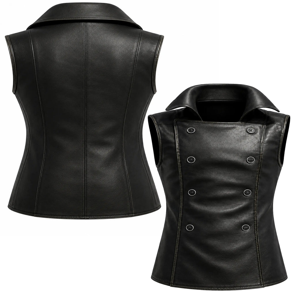 Spider-Man Noir Black Leather Cosplay Vest - Leveljacket
