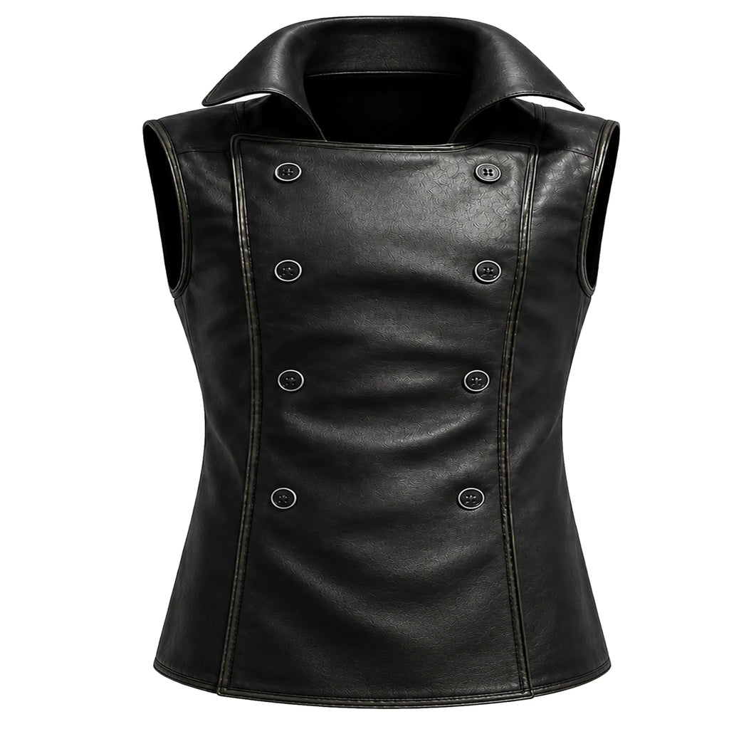 Spider-Man Noir Black Leather Cosplay Vest - Leveljacket