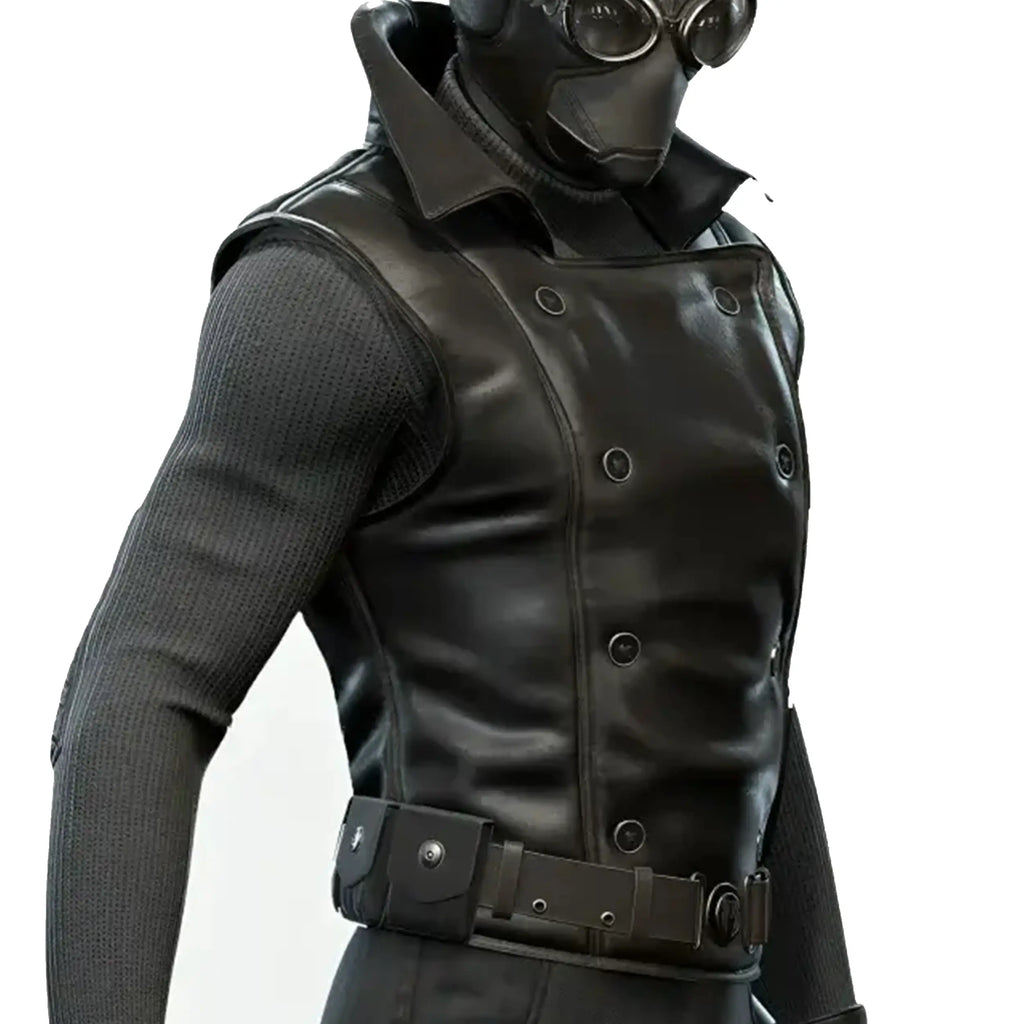 Spider-Man Noir Black Leather Cosplay Vest - Leveljacket
