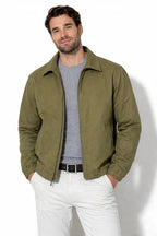 Men's Olive Cotton Twill Spring Jacket — Lightweight Casual Zip Up Jacket | Leveljacket