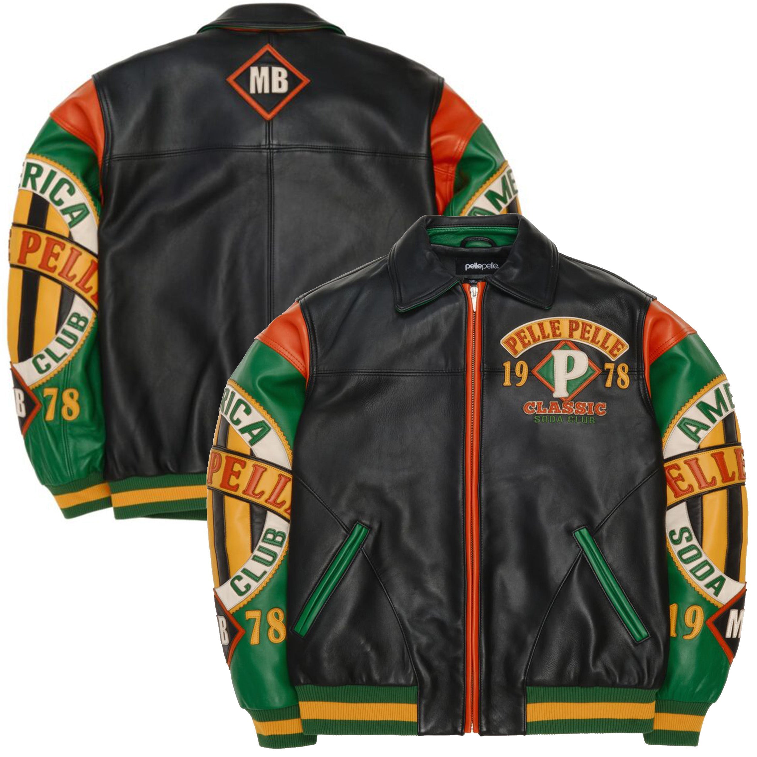 Pelle Pelle 1978 Classic Soda Club Leather Jacket — Black Green
