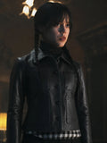 Wednesday Addams Black Leather Jacket — Jenna Ortega Nevermore Academy Gothic Jacket