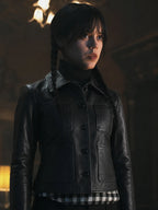 Wednesday Addams Black Leather Jacket — Jenna Ortega Nevermore Academy Gothic Jacket