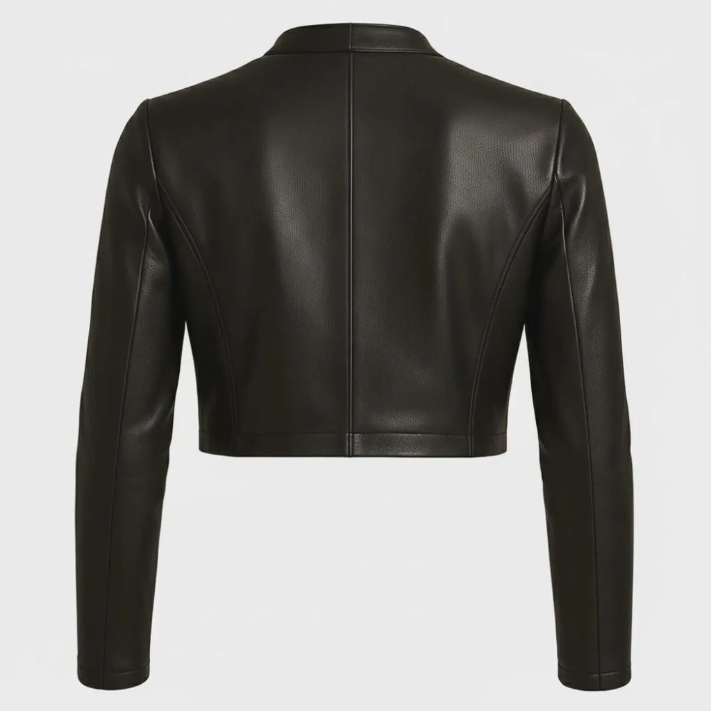 Handmade Women's Cropped Open-Front Bolero leather jacket women
