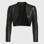 Handmade Women's Cropped Open-Front Bolero leather jacket women