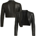 Women's Cropped Open-Front Leather Bolero Jacket