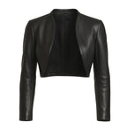 Women's Cropped Open-Front Leather Bolero Jacket